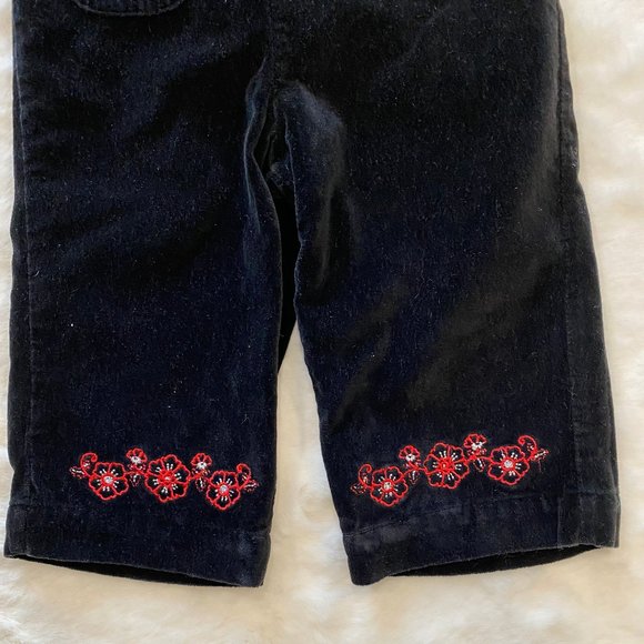 Newberry Cotton Velour Embroidered Floral Design Pull-On Pants Size 12 M… - Picture 3 of 7